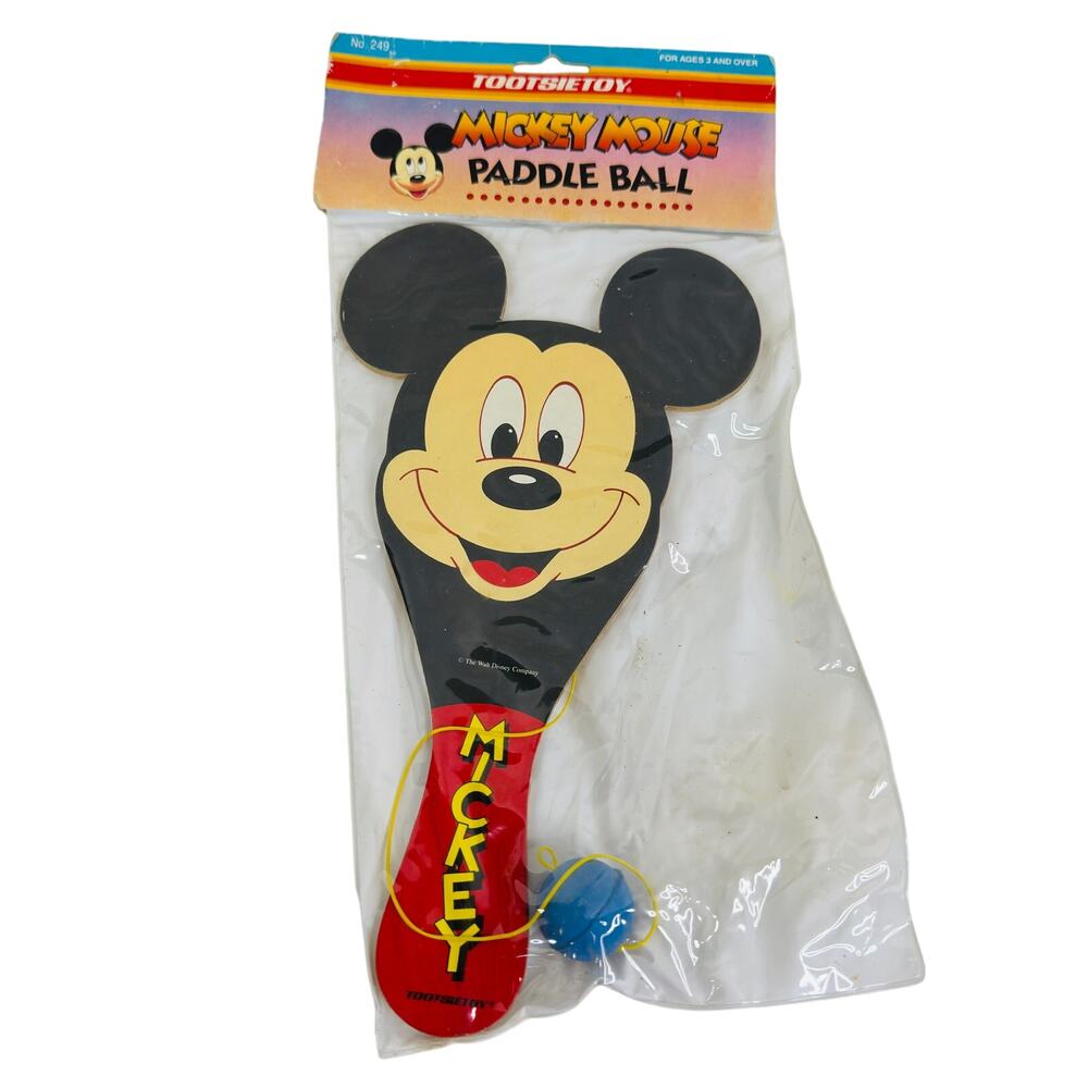 5 for $25| 1990 VTG Tootsie‎ Toy Mickey Mouse Paddle Ball Unopened Package